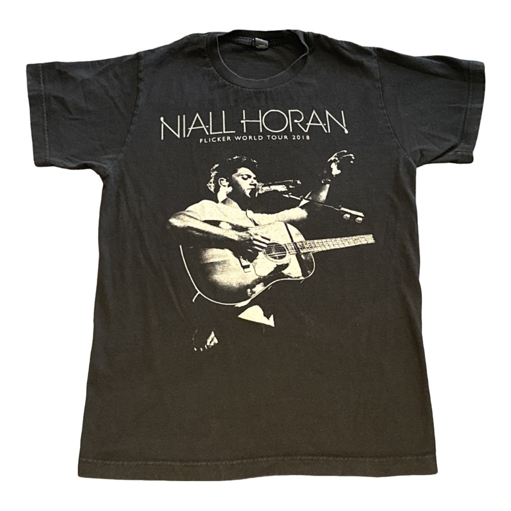NIALL HORAN 2018 FLICKER WORLD TOUR women's black graphic tee, small.